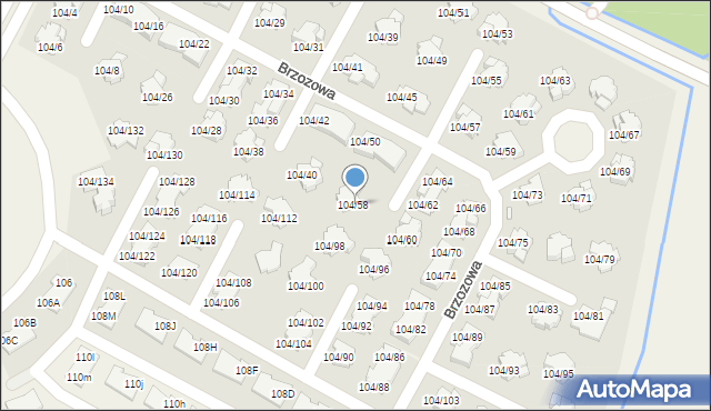 Walendów, Brzozowa, 104/58, mapa Walendów