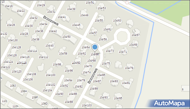 Walendów, Brzozowa, 104/66, mapa Walendów
