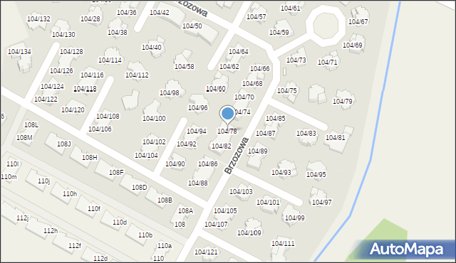 Walendów, Brzozowa, 104/78, mapa Walendów