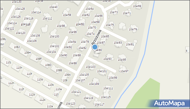 Walendów, Brzozowa, 104/91, mapa Walendów