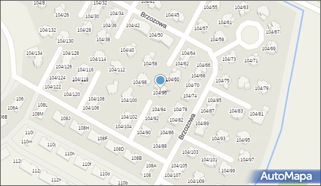 Walendów, Brzozowa, 104/96, mapa Walendów