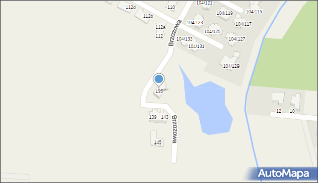 Walendów, Brzozowa, 135, mapa Walendów
