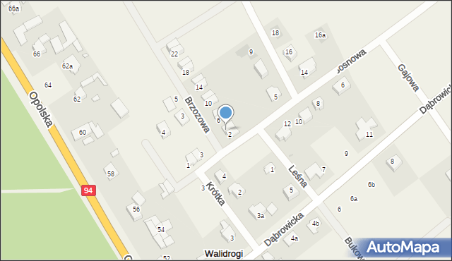 Walidrogi, Brzozowa, 4, mapa Walidrogi