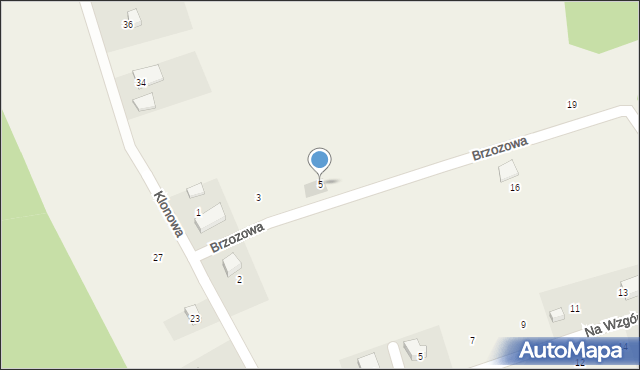Warcino, Brzozowa, 5, mapa Warcino