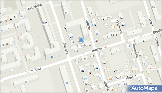 Warszawa, Brożka Jana, 14, mapa Warszawy