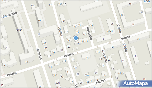 Warszawa, Brożka Jana, 8/2, mapa Warszawy