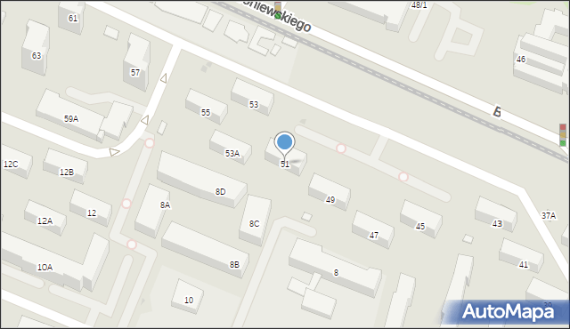 Warszawa, Broniewskiego Władysława, 51, mapa Warszawy