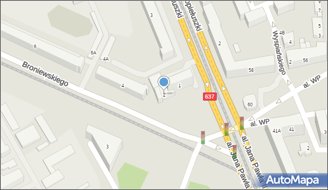 Warszawa, Broniewskiego Władysława, 2, mapa Warszawy