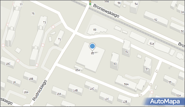 Warszawa, Broniewskiego Władysława, 65, mapa Warszawy