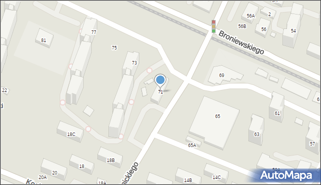 Warszawa, Broniewskiego Władysława, 71, mapa Warszawy