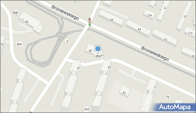 Warszawa, Broniewskiego Władysława, 85A, mapa Warszawy