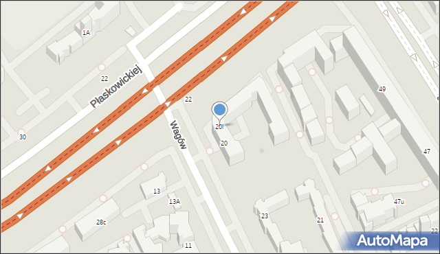 Warszawa, Braci Wagów, 20l, mapa Warszawy