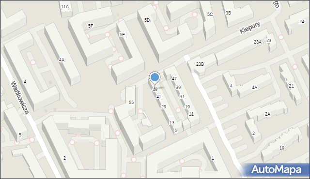 Warszawa, Bronikowskiego Ksawerego, 49, mapa Warszawy