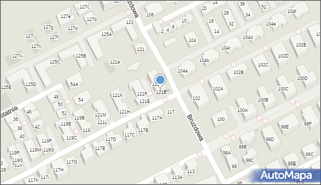 Warszawa, Bruzdowa, 121B, mapa Warszawy