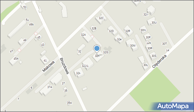 Warszawa, Bruzdowa, 32h, mapa Warszawy