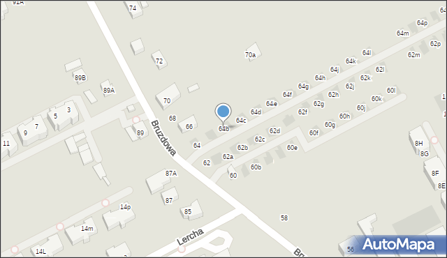 Warszawa, Bruzdowa, 64b, mapa Warszawy