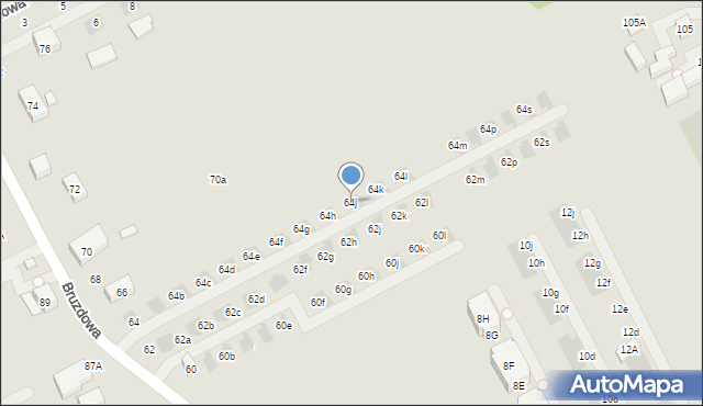 Warszawa, Bruzdowa, 64j, mapa Warszawy