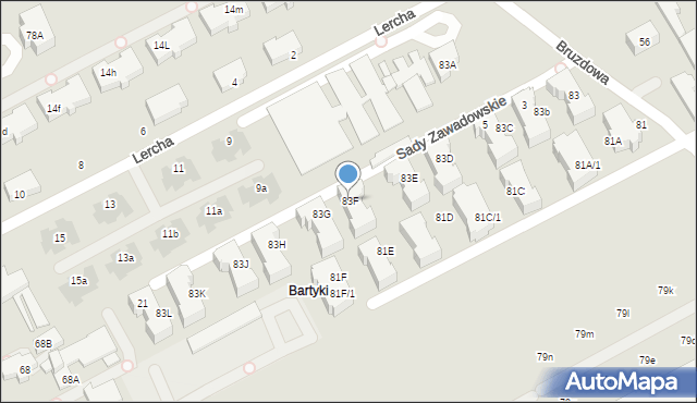 Warszawa, Bruzdowa, 83F, mapa Warszawy