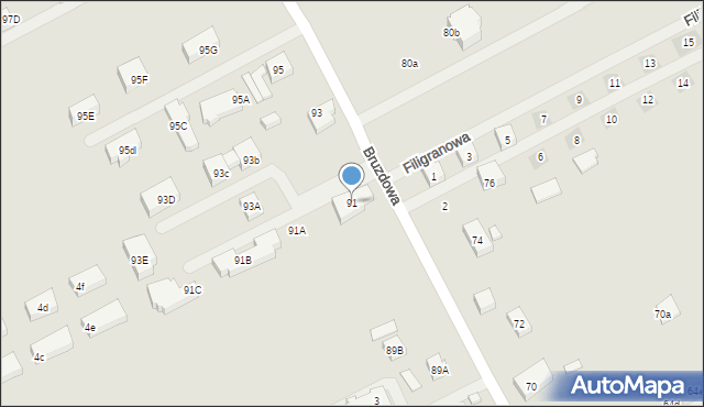 Warszawa, Bruzdowa, 91, mapa Warszawy