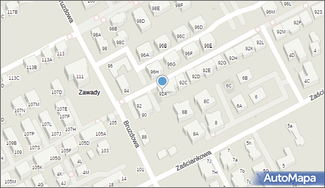 Warszawa, Bruzdowa, 92A, mapa Warszawy