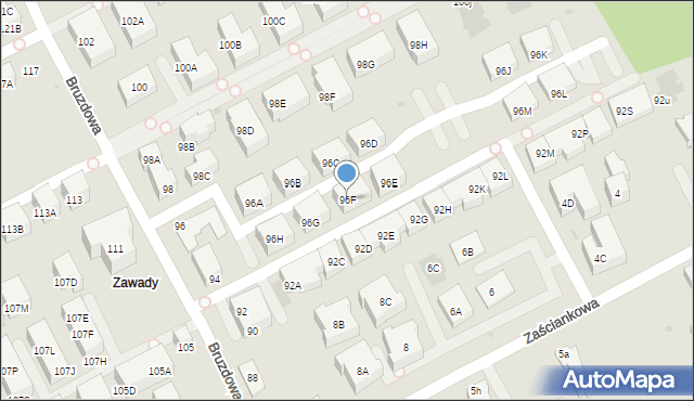 Warszawa, Bruzdowa, 96F, mapa Warszawy