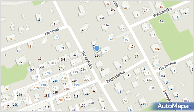 Warszawa, Brzezińska, 12A, mapa Warszawy