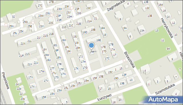 Warszawa, Brzezińska, 17F, mapa Warszawy