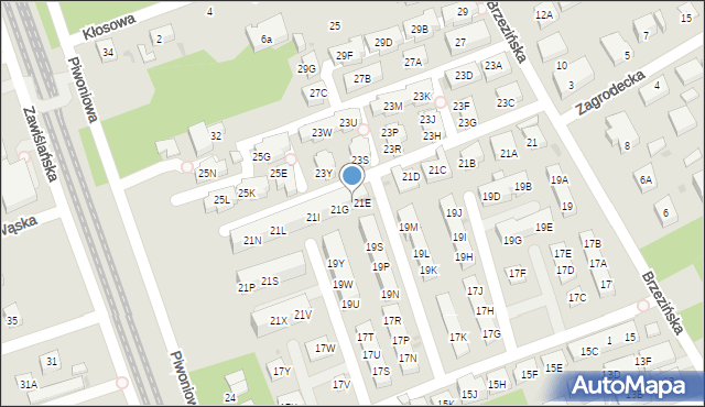 Warszawa, Brzezińska, 21F, mapa Warszawy