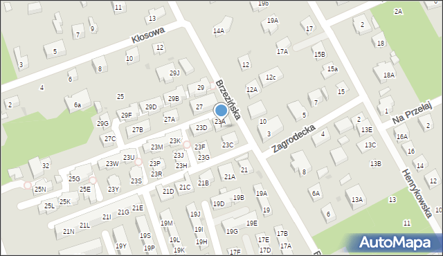 Warszawa, Brzezińska, 23B, mapa Warszawy