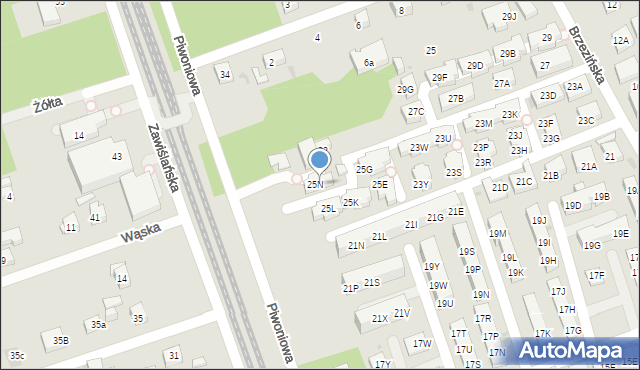 Warszawa, Brzezińska, 25P, mapa Warszawy