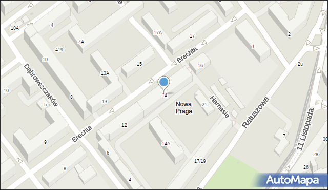 Warszawa, Brechta Bertolta, 14, mapa Warszawy