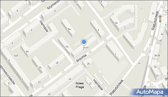 Warszawa, Brechta Bertolta, 17, mapa Warszawy