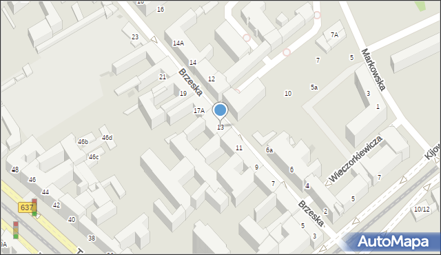 Warszawa, Brzeska, 13, mapa Warszawy