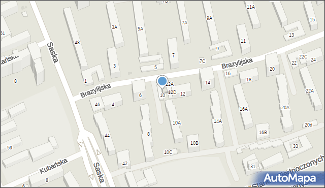 Warszawa, Brazylijska, 10, mapa Warszawy