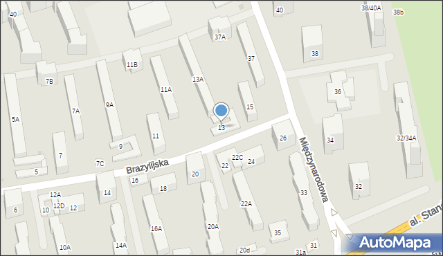 Warszawa, Brazylijska, 13, mapa Warszawy