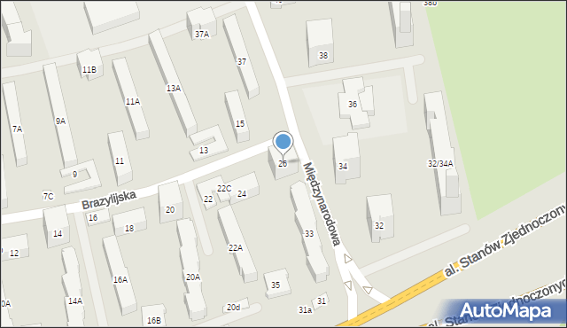 Warszawa, Brazylijska, 26, mapa Warszawy