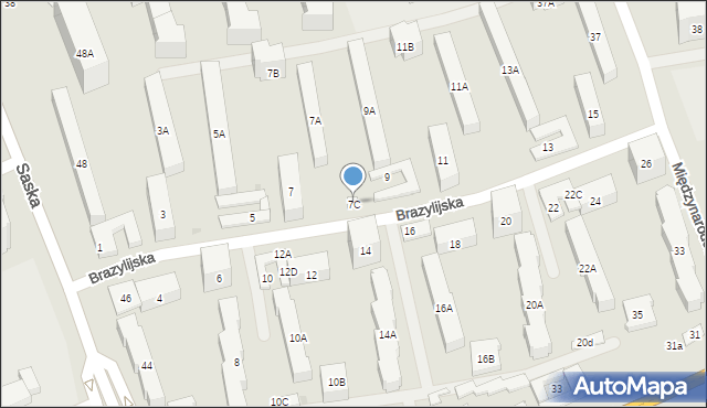 Warszawa, Brazylijska, 7C, mapa Warszawy