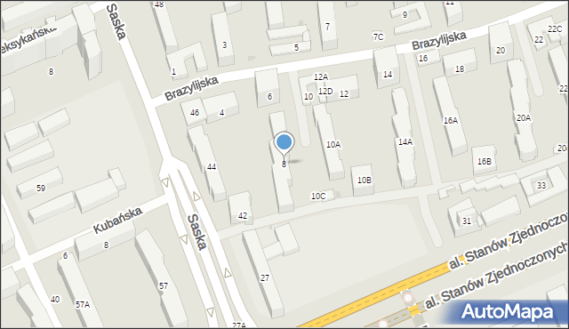 Warszawa, Brazylijska, 8, mapa Warszawy