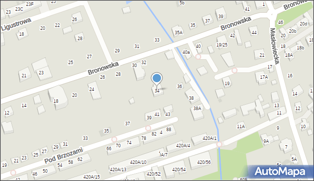 Warszawa, Bronowska, 34, mapa Warszawy