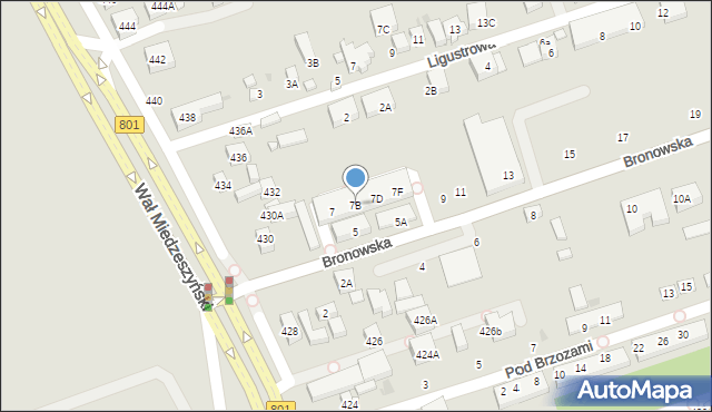 Warszawa, Bronowska, 7B, mapa Warszawy