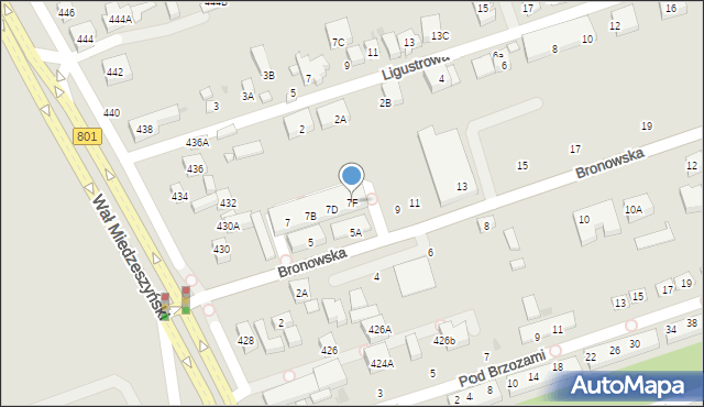 Warszawa, Bronowska, 7F, mapa Warszawy