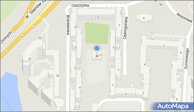 Warszawa, Bracławska, 8A, mapa Warszawy