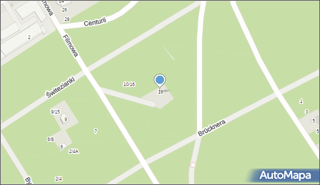 Warszawa, Brücknera Aleksandra, 19, mapa Warszawy