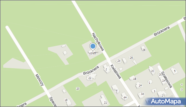 Warszawa, Brücknera Aleksandra, 43/45, mapa Warszawy