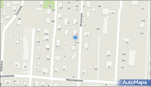 Warszawa, Brzozowa, 13a, mapa Warszawy