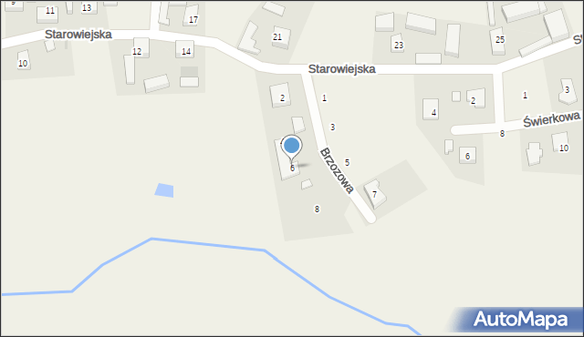 Warzno, Brzozowa, 6, mapa Warzno