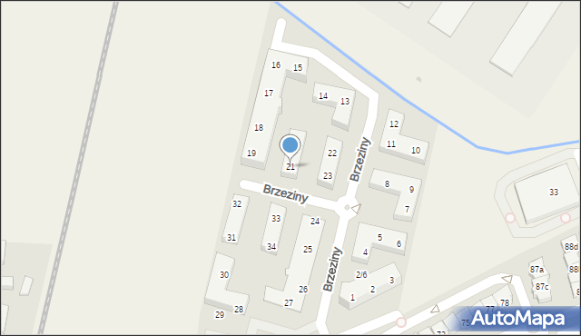 Warzymice, Brzeziny, 21, mapa Warzymice