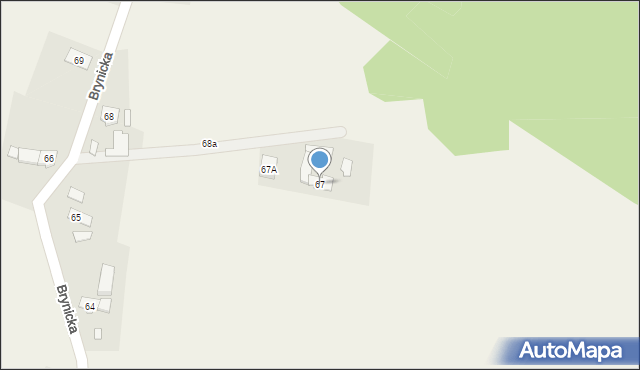 Wąsice, Brynicka, 67, mapa Wąsice