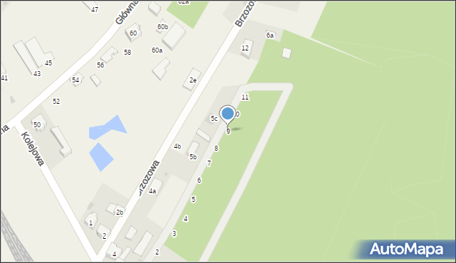 Wąwał, Brzozowa, 9, mapa Wąwał