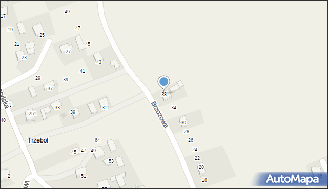 Wielkie Drogi, Brzozowa, 38, mapa Wielkie Drogi